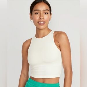 Old Navy Active Light Support PowerChill Longline Sports Bra, Adult Small, White